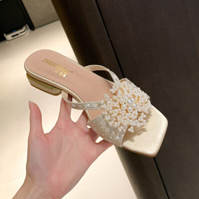 square toe thick heel sandals