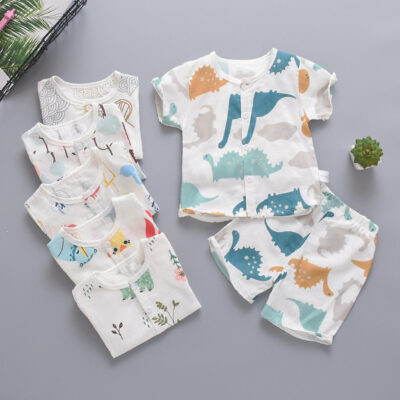 children’s short sleeve gauze set baby clothes