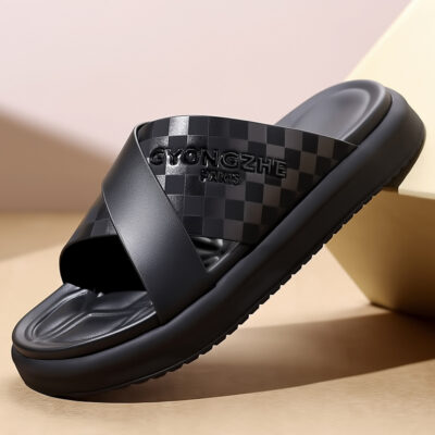 Men’s Leather Thick-soled Slippers
