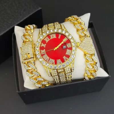 Cuban bracelet set diamond Wrist Watches