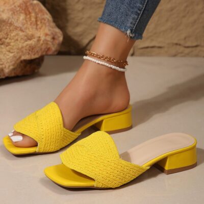 cross-belt mid-heeled sandals for women