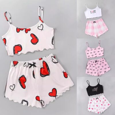 Thin sleeveless top shorts sets pajamas