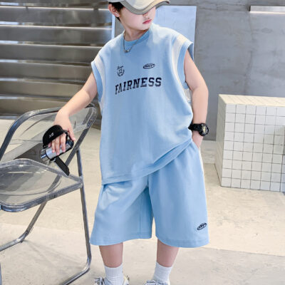 boys sleeveless vest shorts set