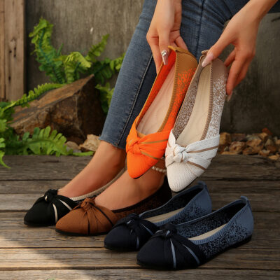 fly woven breathable flat single shoes