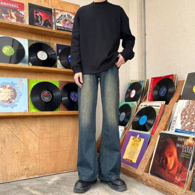 Men’s straight wide-leg trousers