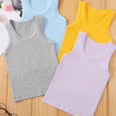 Pure cotton solid color sleeveless vests