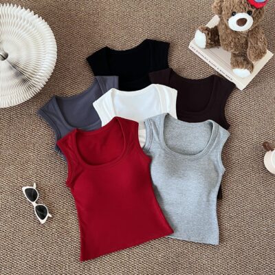 hot girl wide-shouldered warm base shirt vest
