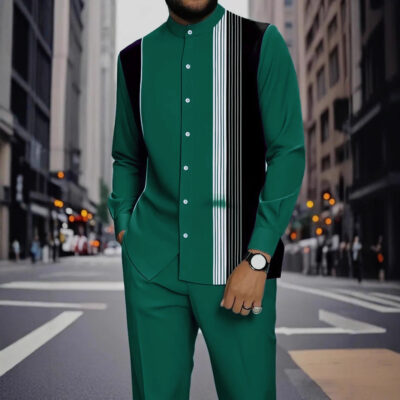 Collar shirt long sleeve trouser set