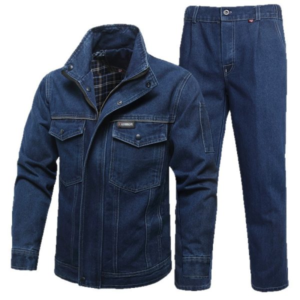 Second image of Double-layer thickened denim overalls set
