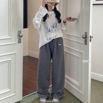 Soft elastic waist home pants