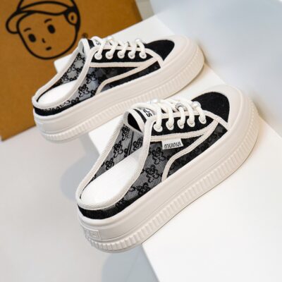 Stepping on white shoes women