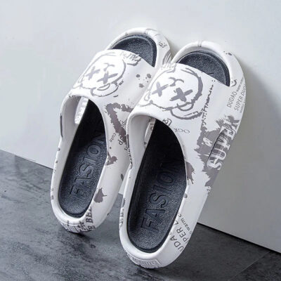 Open toe graffiti sandals for women