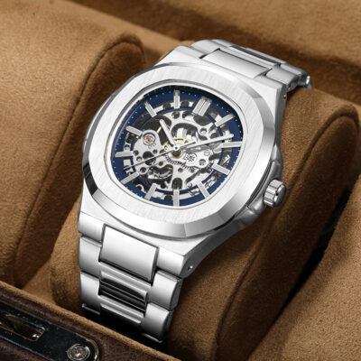 Double-sided skeleton luminous men’s watch