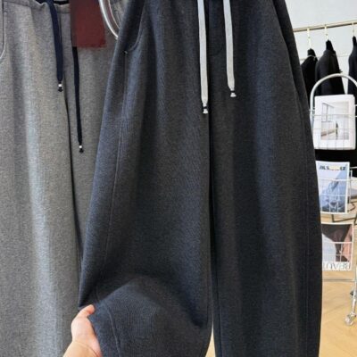 Extra large size fat relaxation fleece slacks