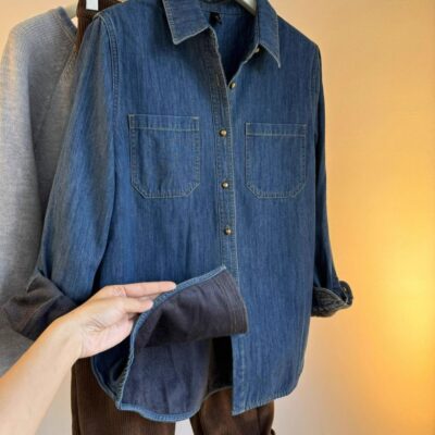 Dark blue retro denim shirt