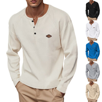 Men’s Thin Waffle Buckle Long Sleeve
