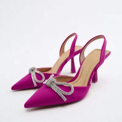 Bow open heel sandals women