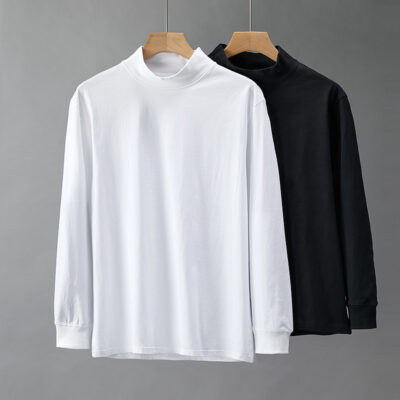 Threaded cuffs men’s long sleeve T-shirt