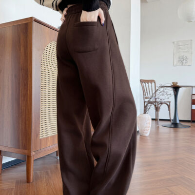 heavy fleece wide-leg pants