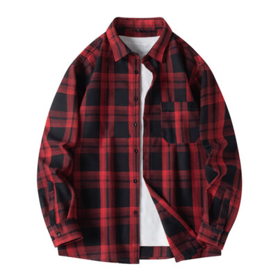 long-sleeved plaid shirt
