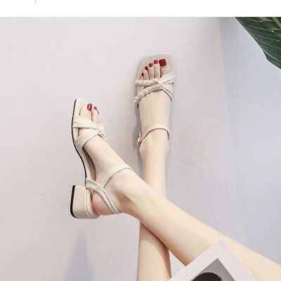 Elegant thick heel strap sandals