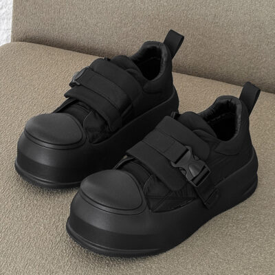 Velcro fleece thickened warm little black shoes