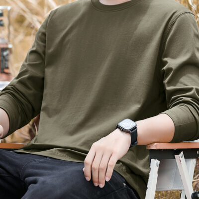 Cotton long-sleeved T-shirt