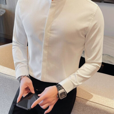 men’s concealed buttons long-sleeved shirts