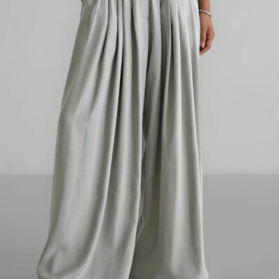 Ladies pleated wide-leg pants