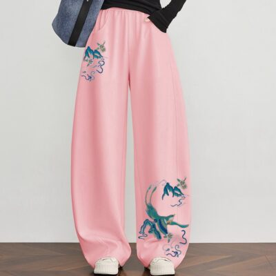 High quality cotton wide-leg pants