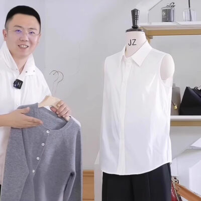 Lace collar, cotton sleeveless shirt