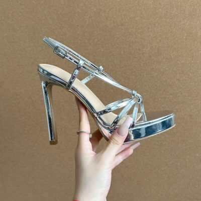 women’s gold high heels open toe Sandals