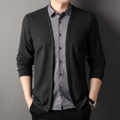 Collar T-Shirt Knitted Cardigan Men’s Wear