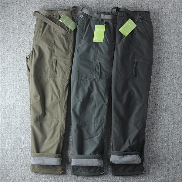 Men's windproof and waterproof velvet soft shell pants