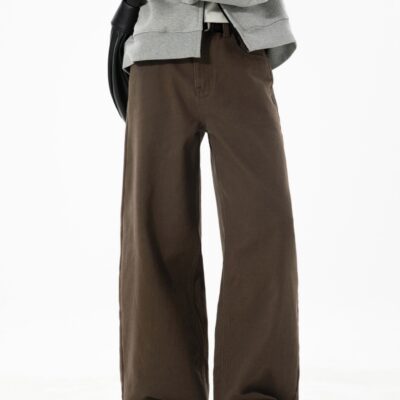 Twill slightly wide loose straight slacks