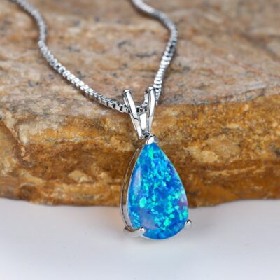 water drop opal pendant necklace