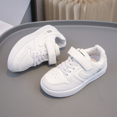 New children’s campus leather white shoes