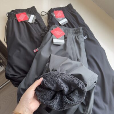 windproof and repellent fleece thickened straight trousers