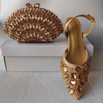 Royal diamond-encrusted dinner bag and sandals