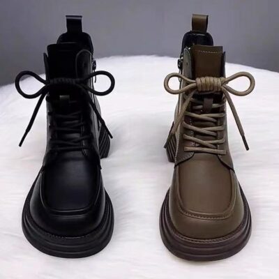 Soft leather fleece Martin boots ladies