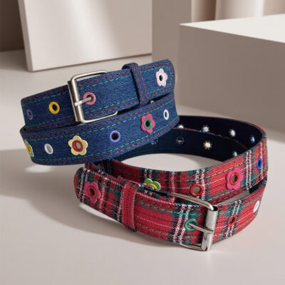 Dopamine Flower Red Check Belt