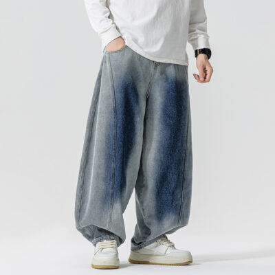 Plus Size Men’s Denim Wide-Leg Pants