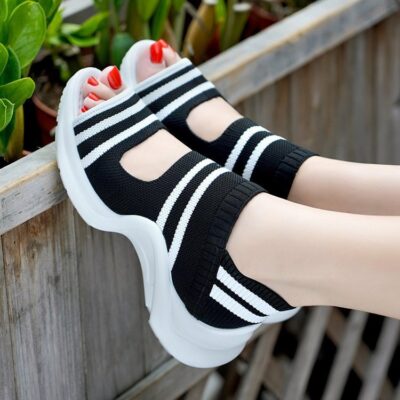 light sole fly knitted sandals for women