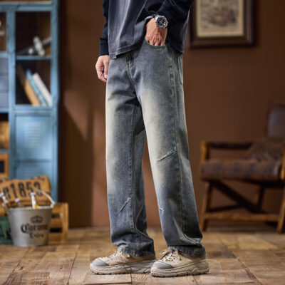 straight wide-leg workwear trousers for men