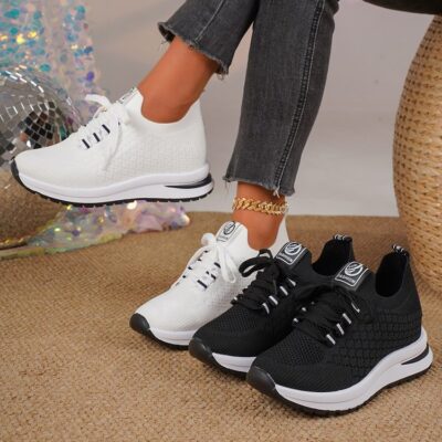 women’s fly knitted breathable student running shoes