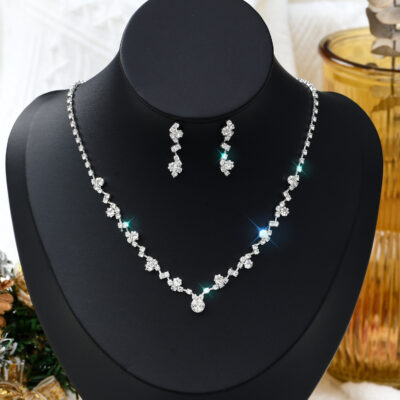 2-piece set full diamond necklace