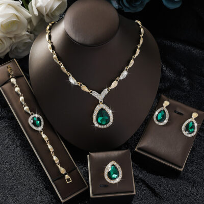 alloy gold plated four-piece set bridal banquet jewelry