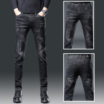 bullet power casual print jeans men’s trousers