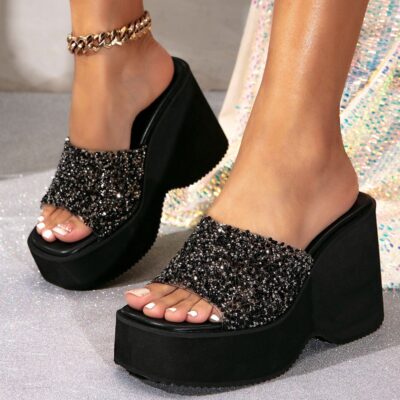 wedge heel thick-bottomed women’s slippers