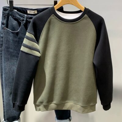 color-blocked long-sleeved sweatshirts for men